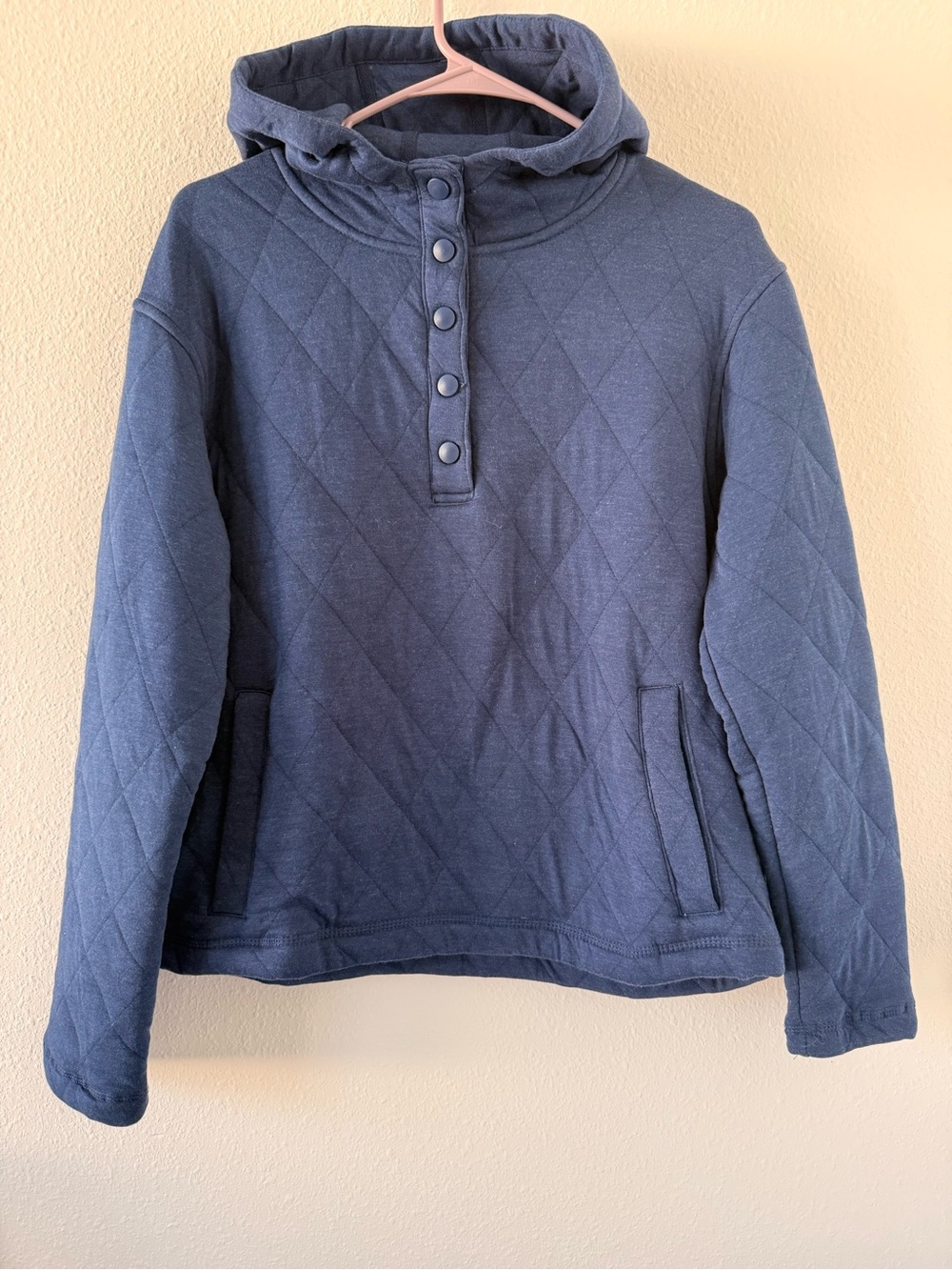 Lands ' End Quilted Hooded Pullover - Navy Blue